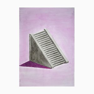 Escalier maya lilas, 2020, aquarelle