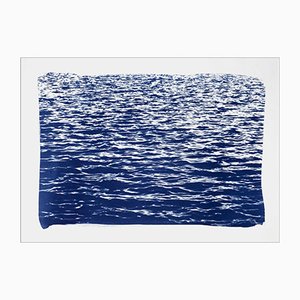 Olas del mar Mediterráneo azul, Cyanotype, 2019