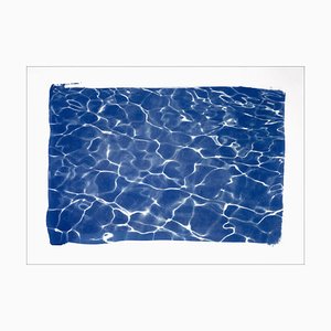 Hollywood Pool House Glow, Cyanotype on Watercolor, 2019