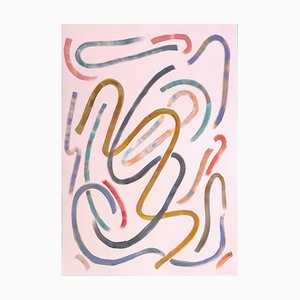 Natalia Roman, Animated Movements on Pastel Pink, Acrylique sur Papier, 2020