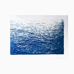 Ondas marinas en azul, cianotipo, 2020