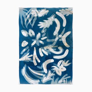 Botanische Cyanotypie von Floating Floral Forms Monotype & Classy Marbling, 2020