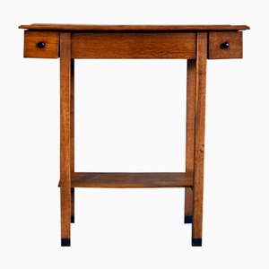 Side Table With Drawers On Both Sides In Oak, 1920s