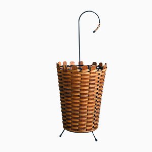 Umbrella Rack in Rattan & Metal from Rohé Noordwolde, 1950s