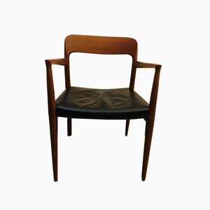 Teak & Leather Dining Chair by N.O. Møller for J.L. Møllers, 1950s