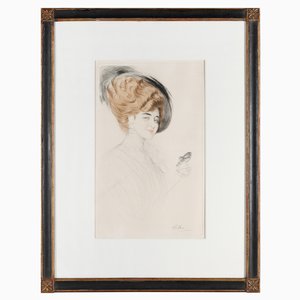 Paul César Helleu, Le masque, Gravure Couleur Originale, Signée à la Main