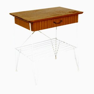 Table de Chevet en Métal et en Acajou, Suède, 1950s