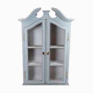 Grey-Painted Hanging Glass Cabinet in Gustavian Style, 1820