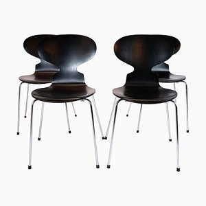 Black Ant Model 3101 Dining Chairs by Arne Jacobsen for Fritz Hansen, 2002, Set of 4