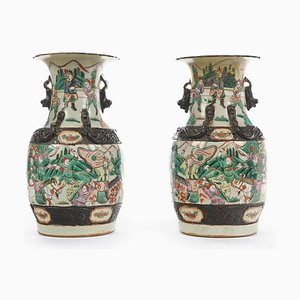 Vasi Nanjing in porcellana, Cina, XIX secolo, set di 2