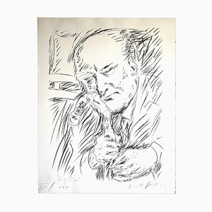 Pericles Fazzini, Portrait of Giuseppe Ungaretti, 1958, Original Lithograph