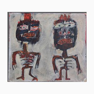 Sergio Barletta, Figures, 1960, Original Mixed Media Painting