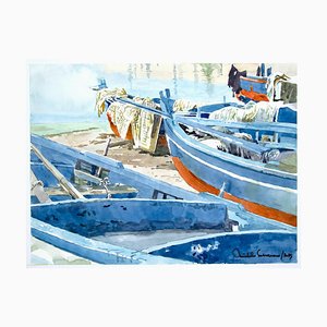 Michele Cascarano, Boats, 2010s, Original Watercolor