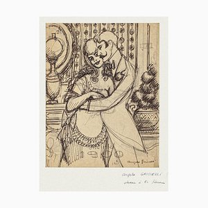 Angelo Griscelli, Das Paar, Bleistift und Tinte, 20. Jahrhundert
