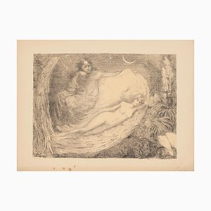 Edmond Marie Gabriël Van Offel, Angle and Nude, Early 1900, Original Lithograph