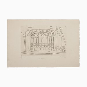 Suzanne Cattan, Le Kiosque, Gravure, 20ème Siècle