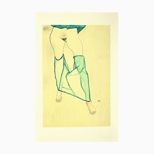 (after) Egon Schiele, Standing Female Desnuda de la cintura abajo, litografía