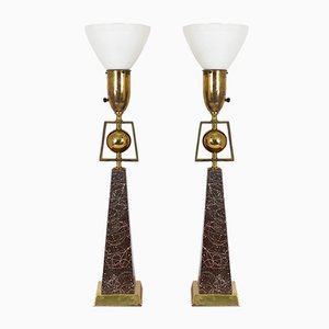 Moderne amerikanische Mid-Century Obelisk Tischlampen von Rembrandt Lamp Company, 2er Set