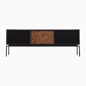 Mid-Century Modern Italian Walnut Sideboard with Copper Front, 1970s