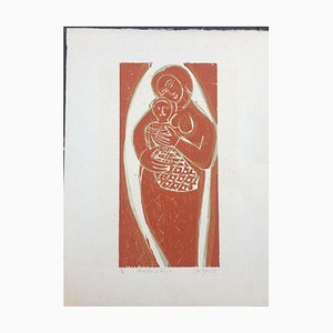 Mother and Child, Woodcut, 1981