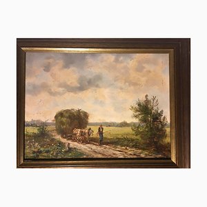 Max Heichele, Hay Wagon, Oil on Canvas
