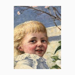 Henry Edward Corbould, Happy Child, Huile sur Carton