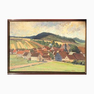 Julius Hellner, Bad Colberg Thüringen, 1918, óleo sobre cartón