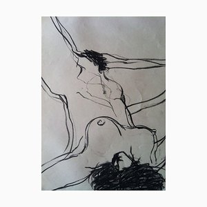 Jung In Kim, Nude, 1969, Charcoal Drawing