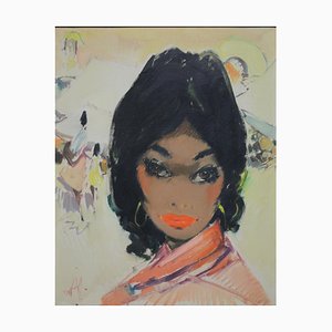 Pol Willem Jilts 1905-1988, Black-Haired Beauty, Peinture à l'huile