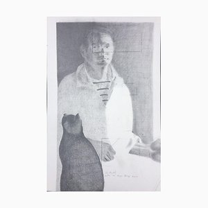 Rouex, Maler mit Katze, Bleistift