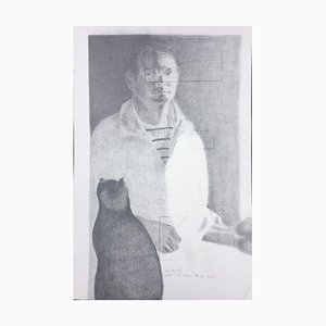 Rouex, Painter with Cat, Pencil