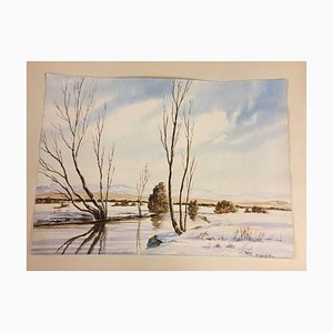 M. Spirkl, Moor in Winter, Watercolor