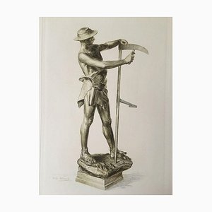 Wilhelm Woernle, Industrie Bronze Figur, Radierung