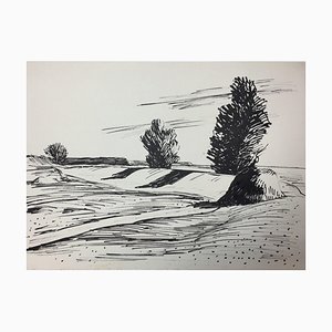 Hellmuth Mueller-Leuter, Landscape with Three Trees, no. 15, encre sur papier