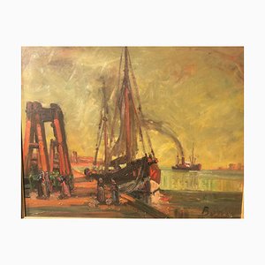 Arthur Alexander Bante, Reede Harbour Sailboat, 1924, Huile sur Toile