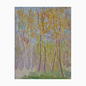 Bourgeois De Wohl, Grüngelbe Bäume, 1914, Gemischte Medien