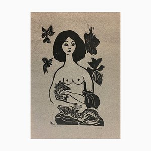 Kaerlich, Nude, 20th Century, Woodcut on Handmade Paper