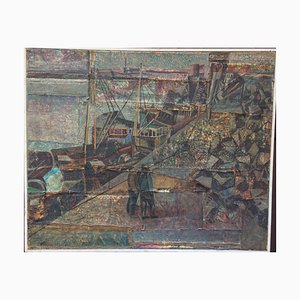 Phlutis Prister, Ship Dock Workers, 1969, óleo sobre lienzo