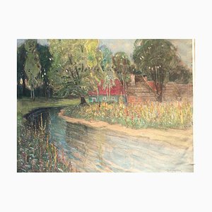 Oskar Matysek, Summer Meadows by the River, 1900s