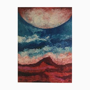 Werner Tillmanns, 1925-1999, óleo sobre lienzo en azul rojo blanco