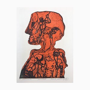 Orange Warriors Head in Profile, Mixed Media