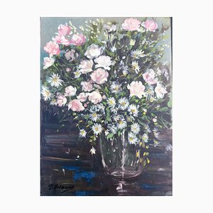 Paul Hermann, 1879-1969, Bouquet con rose, olio su cartone