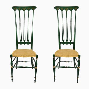 Set of Cane Seat Chiavari Dining Chairs, 1950s