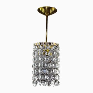 Lustre en Laiton et Cristal, 1950s