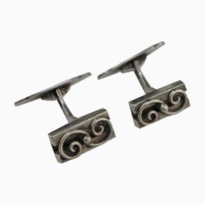 Silver Cufflinks Initialed H.J., 1960s, Set of 2