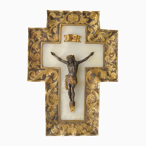 Crucifix Antique en Albâtre, France, 1880s