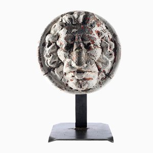 Escultura de cabeza belga en forma de león de terracota