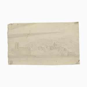 Jan Peter Verdussen, paisaje, acuarela y lápiz, siglo XVIII
