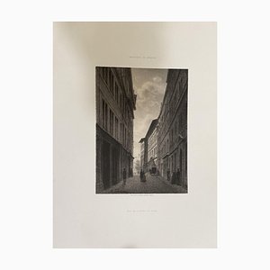 Litografía, siglo 19, Antonio Fontanesi, From Street to Hotel De Ville