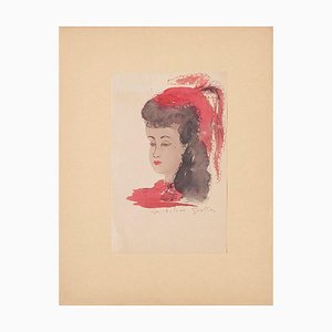 Madeleine Sellier, Portrait of Anna, Watercolor, 20th Century